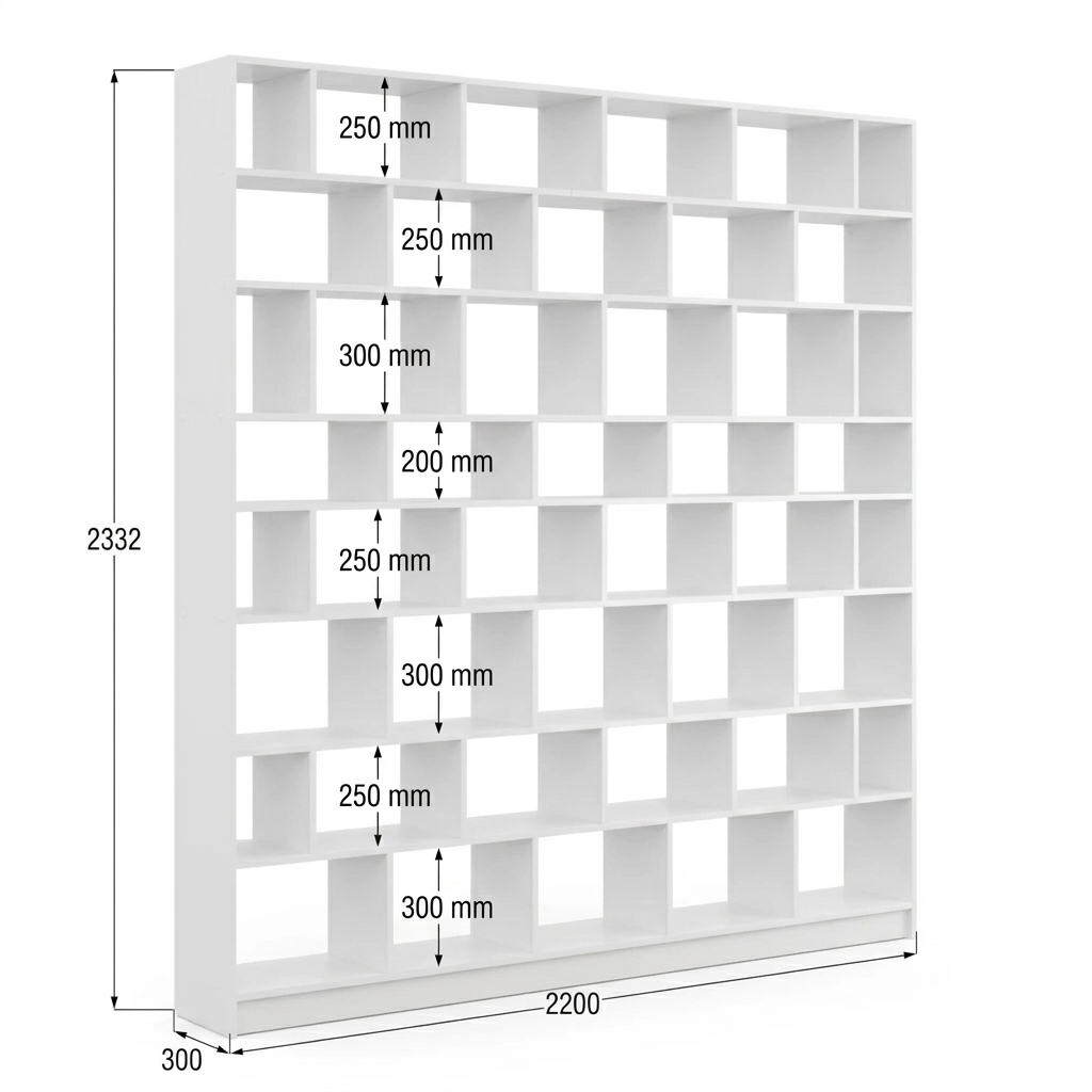 Regał Biblioteczka Witryna na Książki do Salonu, Pokoju Ścienna 233 x 220 cm - KSIĘGOSTREFA - obrazek 2