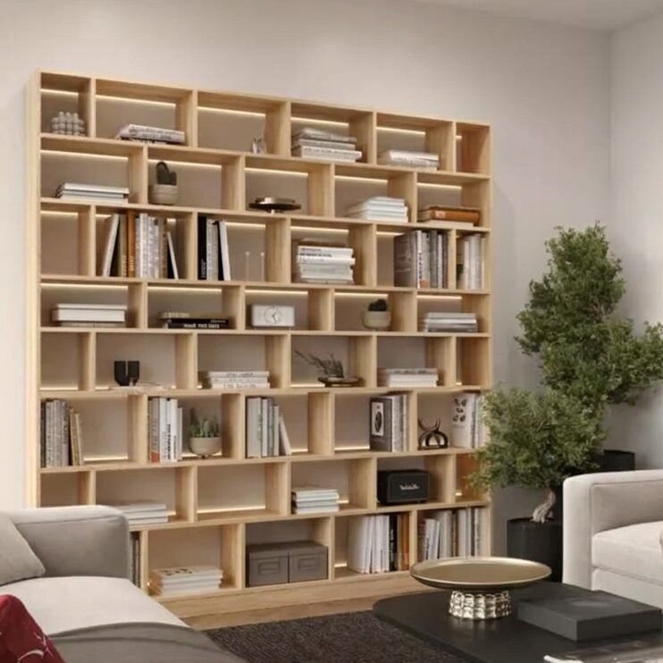 Regał Biblioteczka Witryna na Książki do Salonu, Pokoju Ścienna 233 x 220 cm - KSIĘGOSTREFA