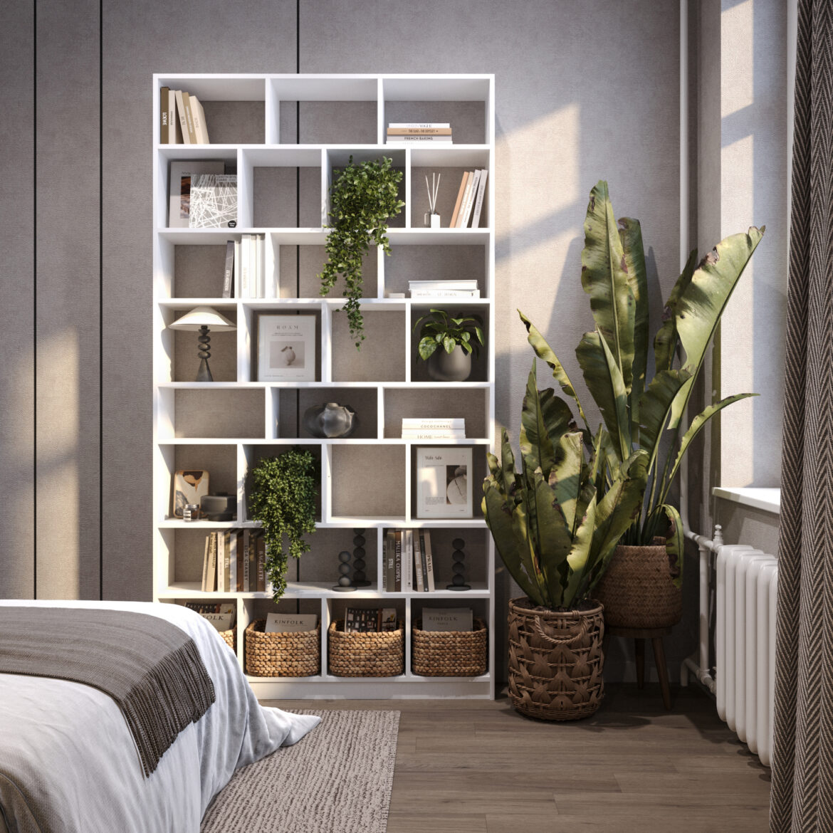 Czym zasłonić otwarty regał? 7 pomysłów na szybkie i estetyczne rozwiązania do salonu