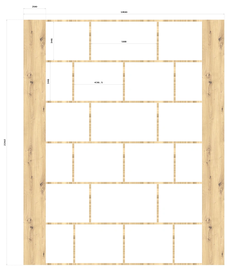 Regał Otwarty Dwustronny Przedzielający Pokój Nowoczesna Biblioteczka FERRO 180x202,7 cm - obrazek 5